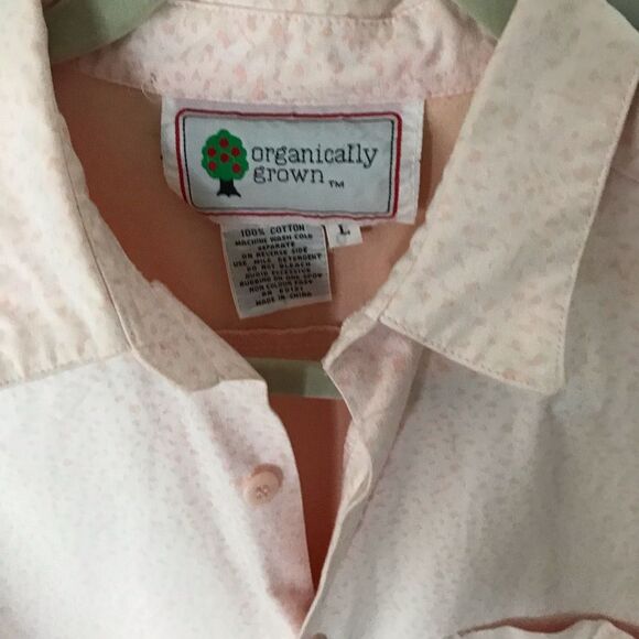 Vintage Organically Grown by Arpeja Peach 100% Cotton Women's Button Shirt SizeL - Picture 3 of 5